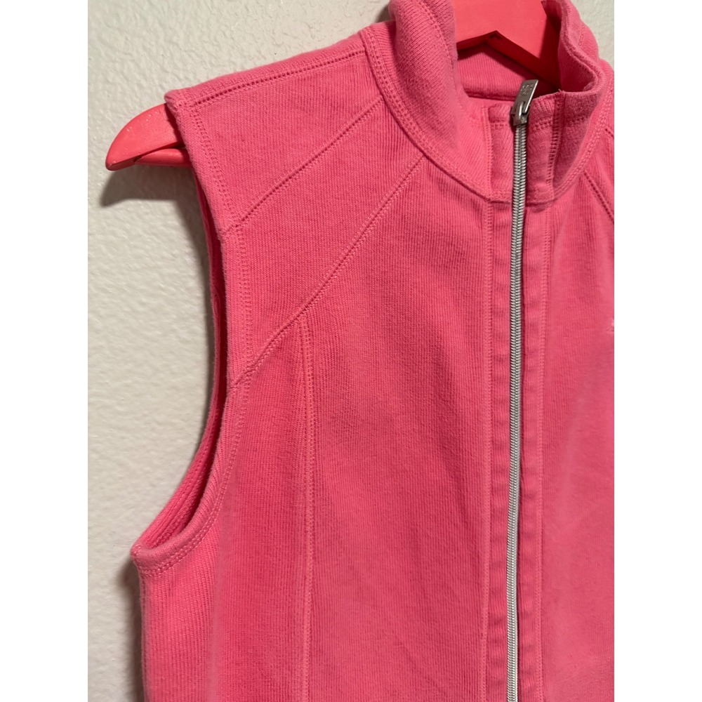 Tommy Bahama Pink Ribbed Full Zip Vest Mock Neck Cotton Blend Small - Picture 5 of 8